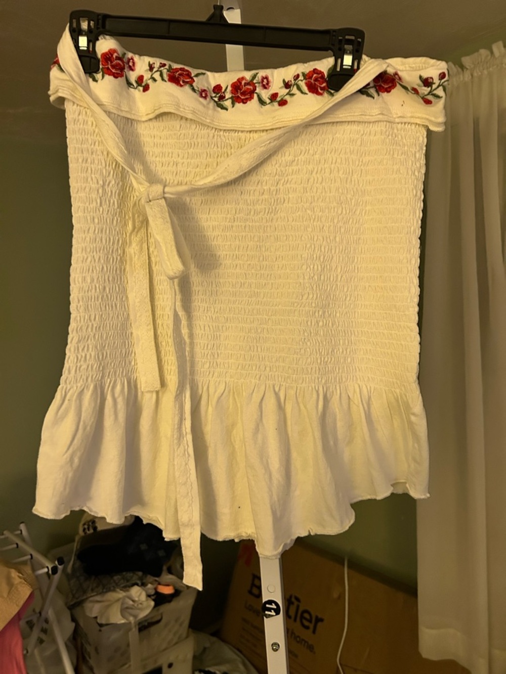Free People Women's White Halter top with Red Rose Embroidery - Picture 4 of 4